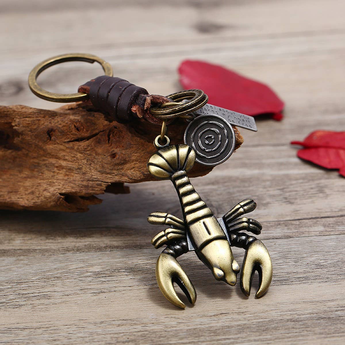 ALLOY SHRIMP CAR PENDANT RETRO COWHIDE KEYCHAIN_CWMM4791