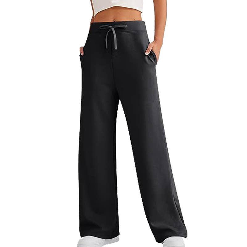 LACE-UP BAGGY HIGH-WAISTED WIDE-LEG PANTS