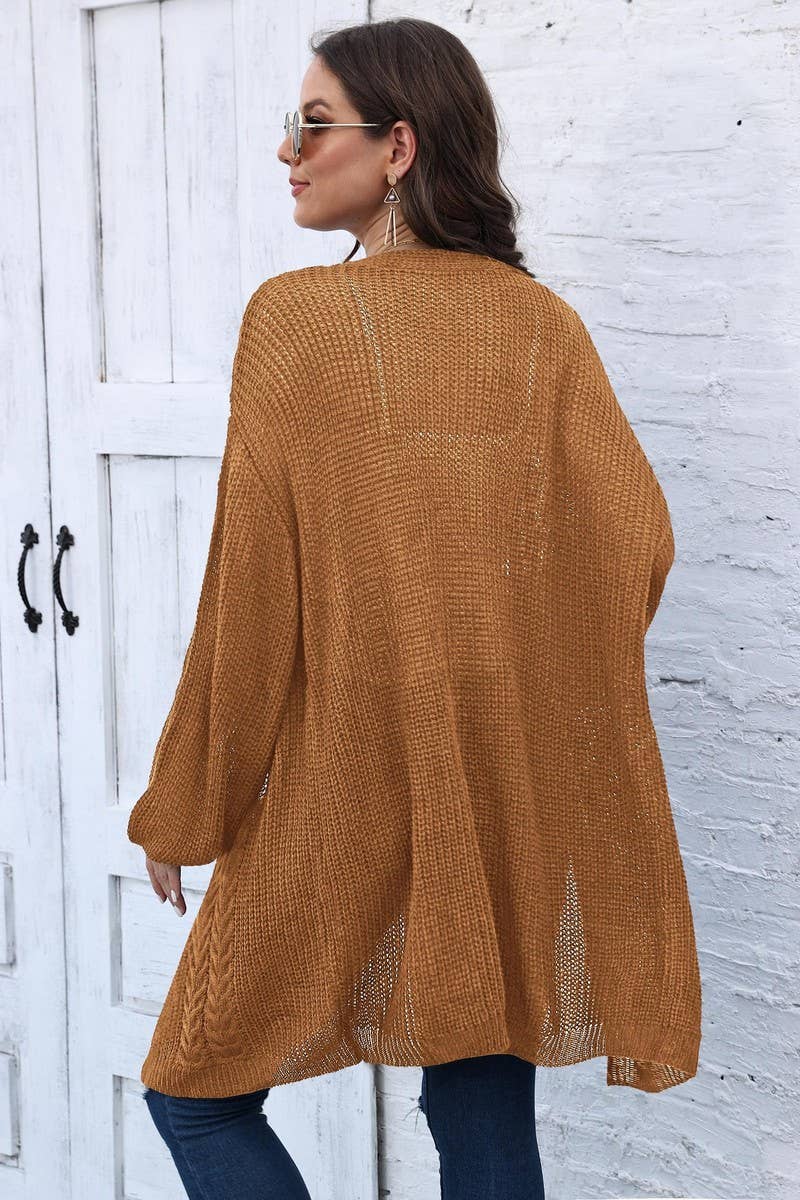 CWOSWL07343_WOMENLOOSE KNIT CARDIGAN SWEATER