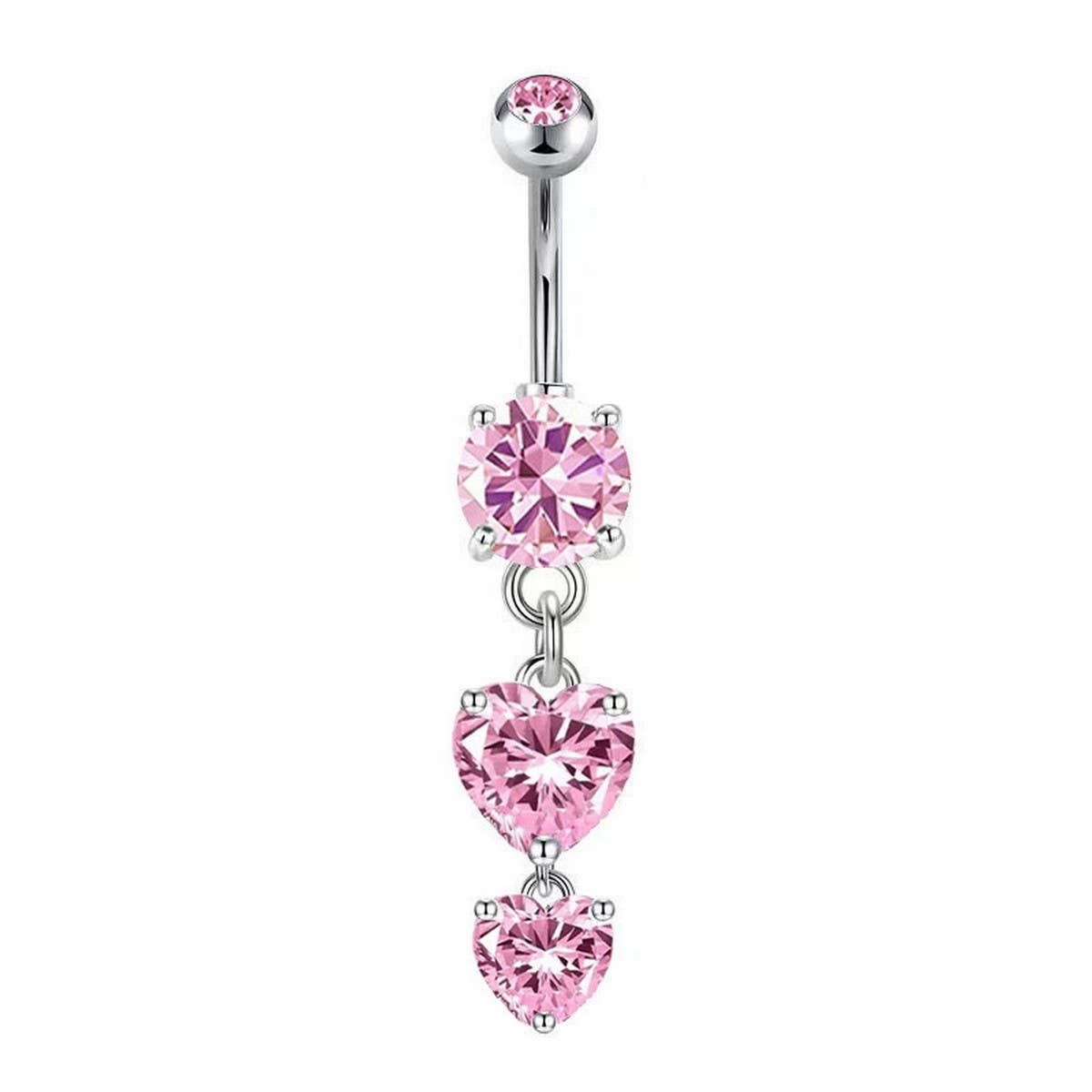 Double Heart Tassel Belly Ring Zircon Piercing