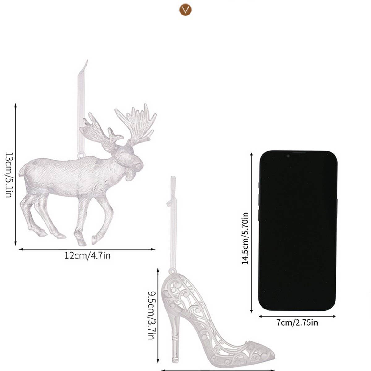 CWMM10180_CLEAR REINDEER AND HIGH HEEL XMAS ORNAMENTS
