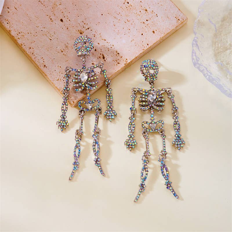 Creative Sparkly Skeleton Earrings Halloween Style_CWAJE0562