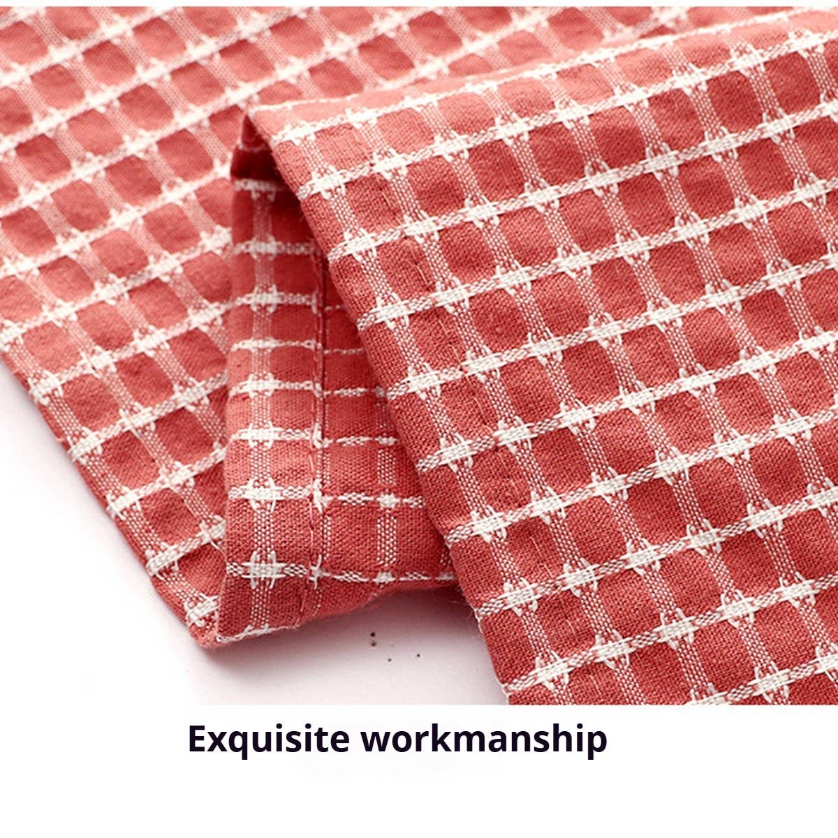 Cotton Striped Grid Kitchen Apron with Pocket