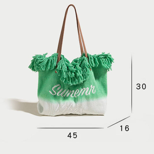 WOMEN MONOGRAM TASSEL BEACH BAG TOTE BAG_CWAB1905