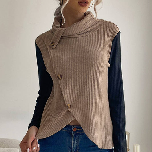 LONG SLEEVE PULLOVER COLOR PATCHWORK KNITWEAR