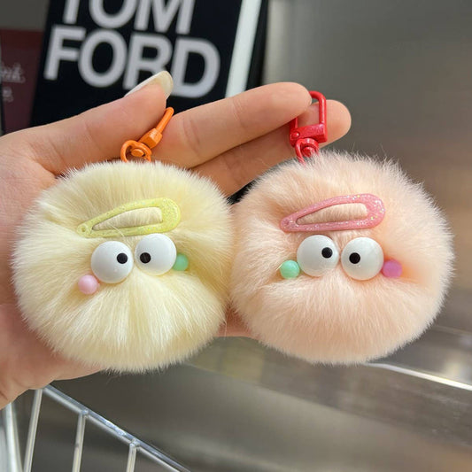 CUTE HAIRPIN SMALL FUR BALL KEYCHAIN PENDANT