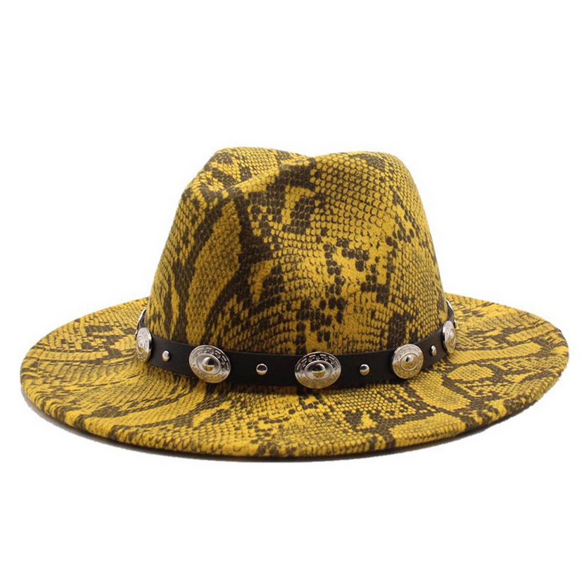 SNAKE PRINT HAT FLAT BRIM HAT JAZZ HAT WOOLEN HAT_CWAH2587