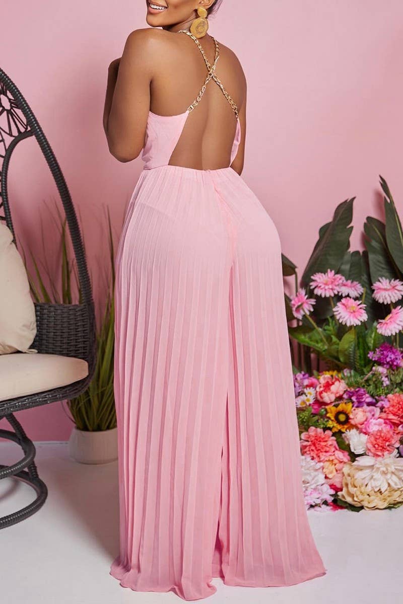 CWDMD01261_2025 SUMMER WOMEN HALTER CHAIN BACKLESS JUMPSUIT