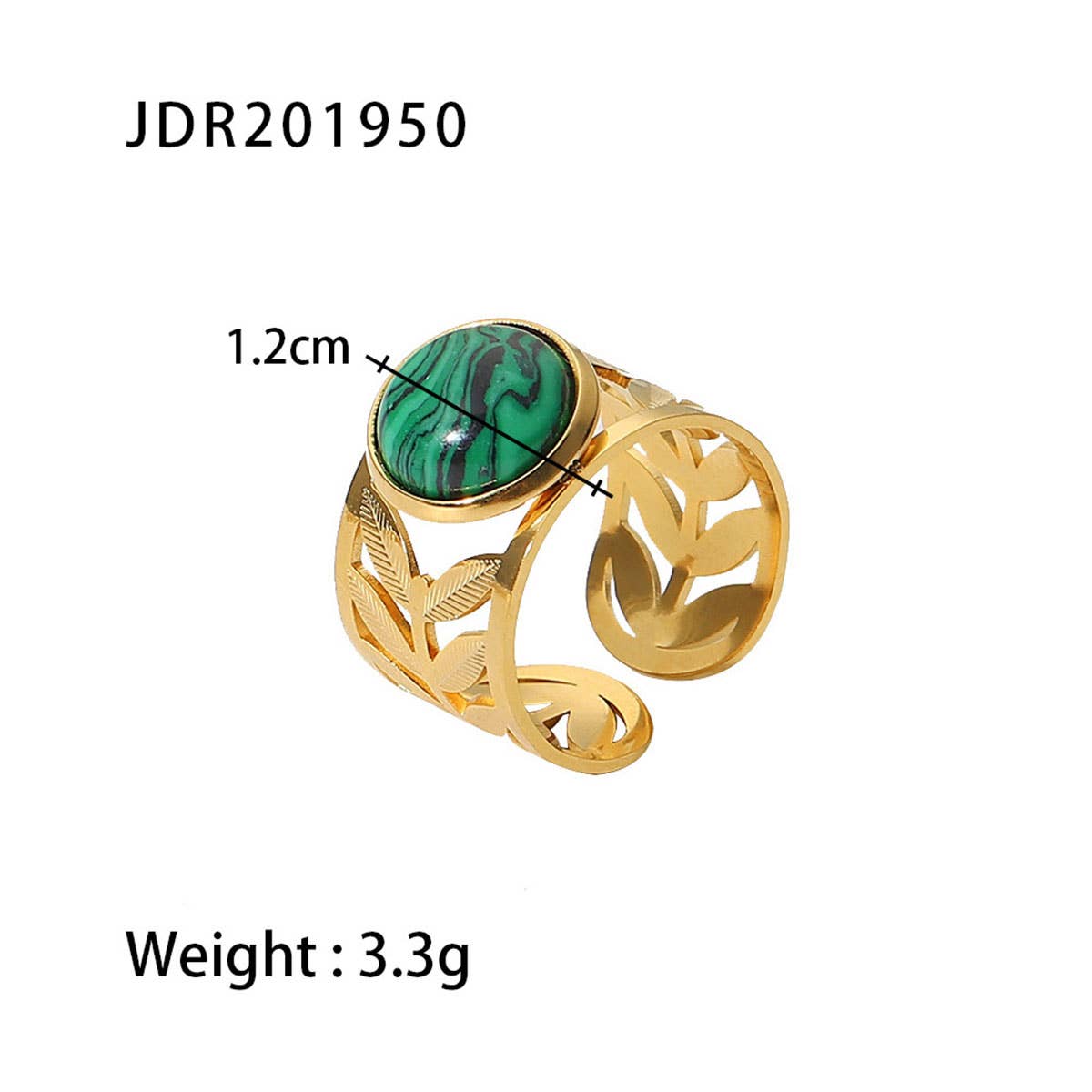 GOLD STAINLESS STEEL INLAID NATURAL STONE RINGS
