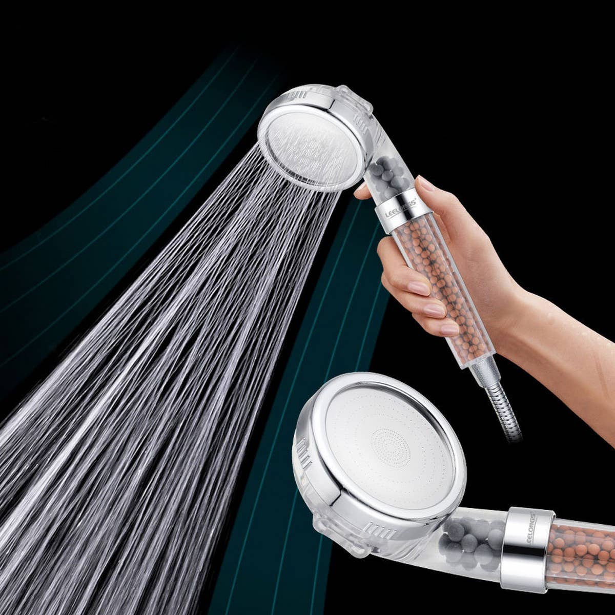 MASSAGESHOWER NEGATIVE ION PRESSURIZED SHOWER HEAD