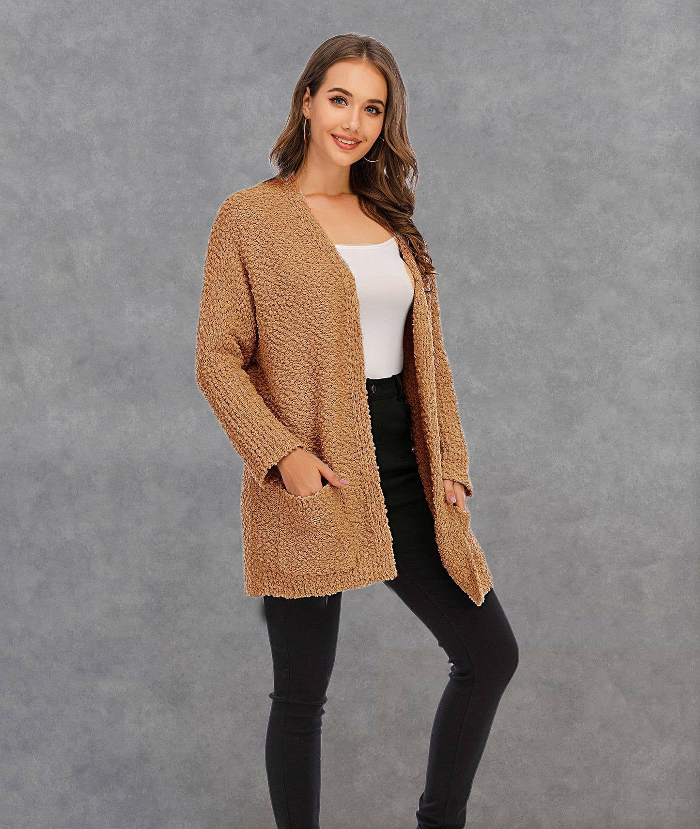 CWOSWL1044_Long Sleeve Open Front Long Cardigan Sweater