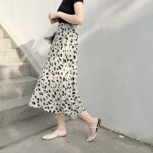 Floral high-waisted slim-fit style skirt