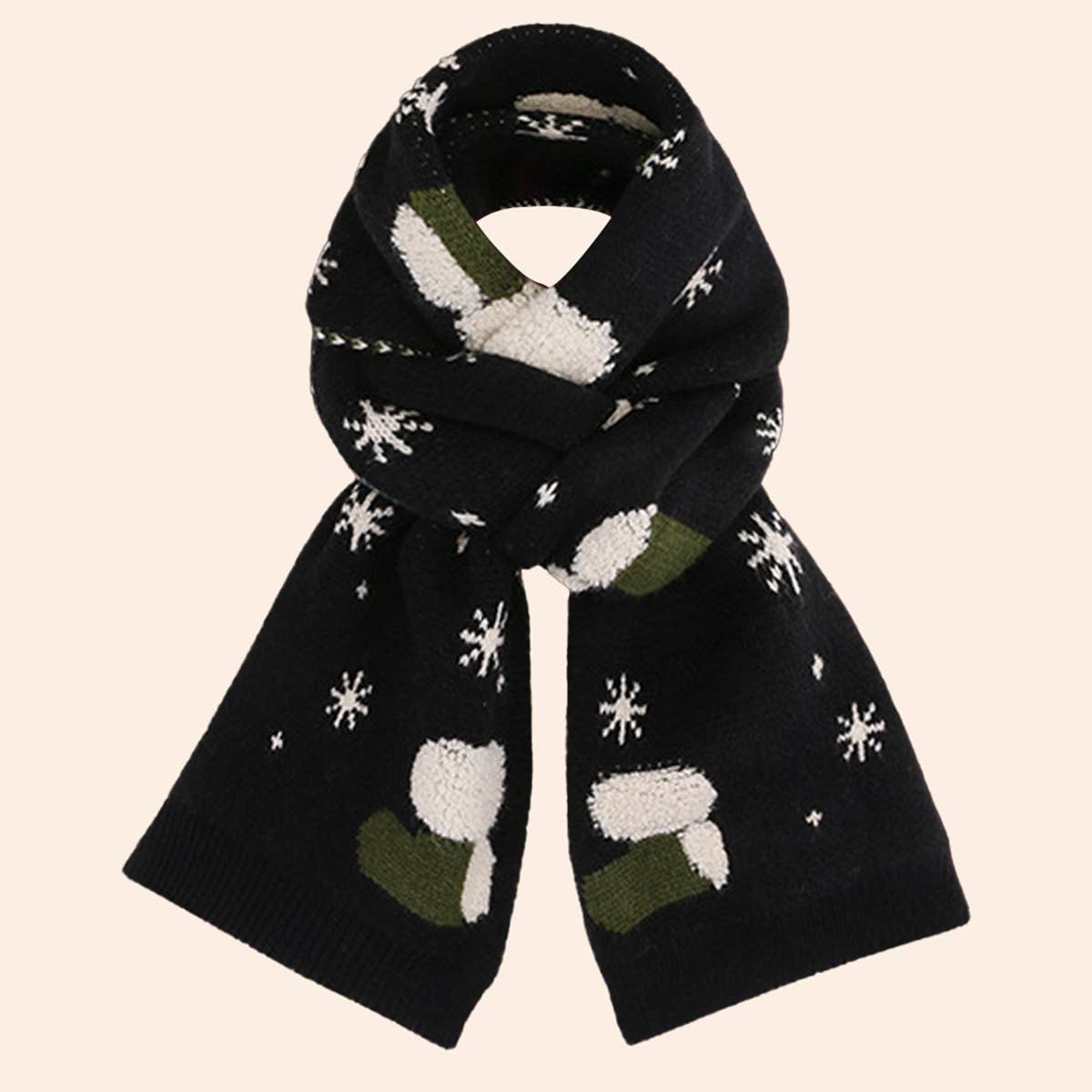 Red Knit Christmas Scarf - Faux Cashmere Reindeer_CWASC0127