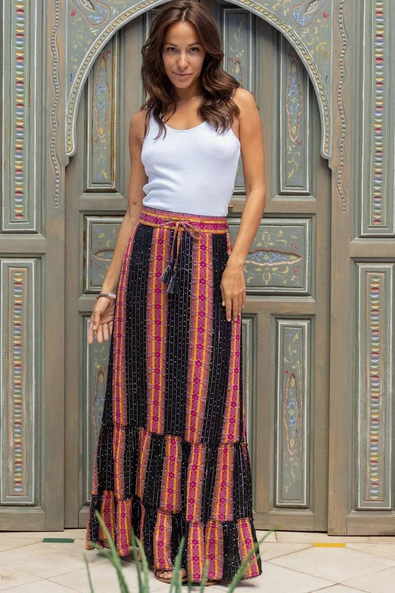 CWBLS0632_NEW STYLE PENDANT RUFFLED WIDE SWING SKIRT