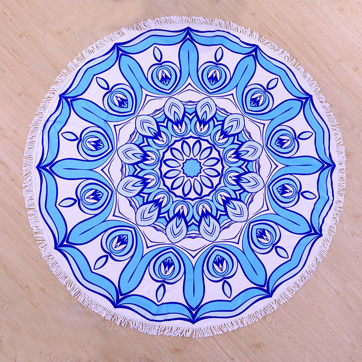 Round Microfiber Tassel Beach Towel Blanket