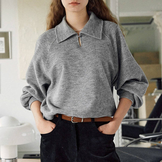 Lapel single button stitching thread hoodie