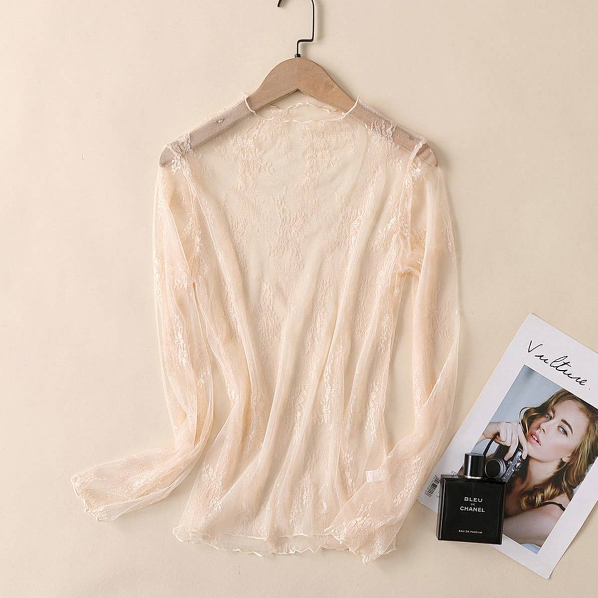 Sexy Mesh Blouse - Long Sleeve Lace Top for Women