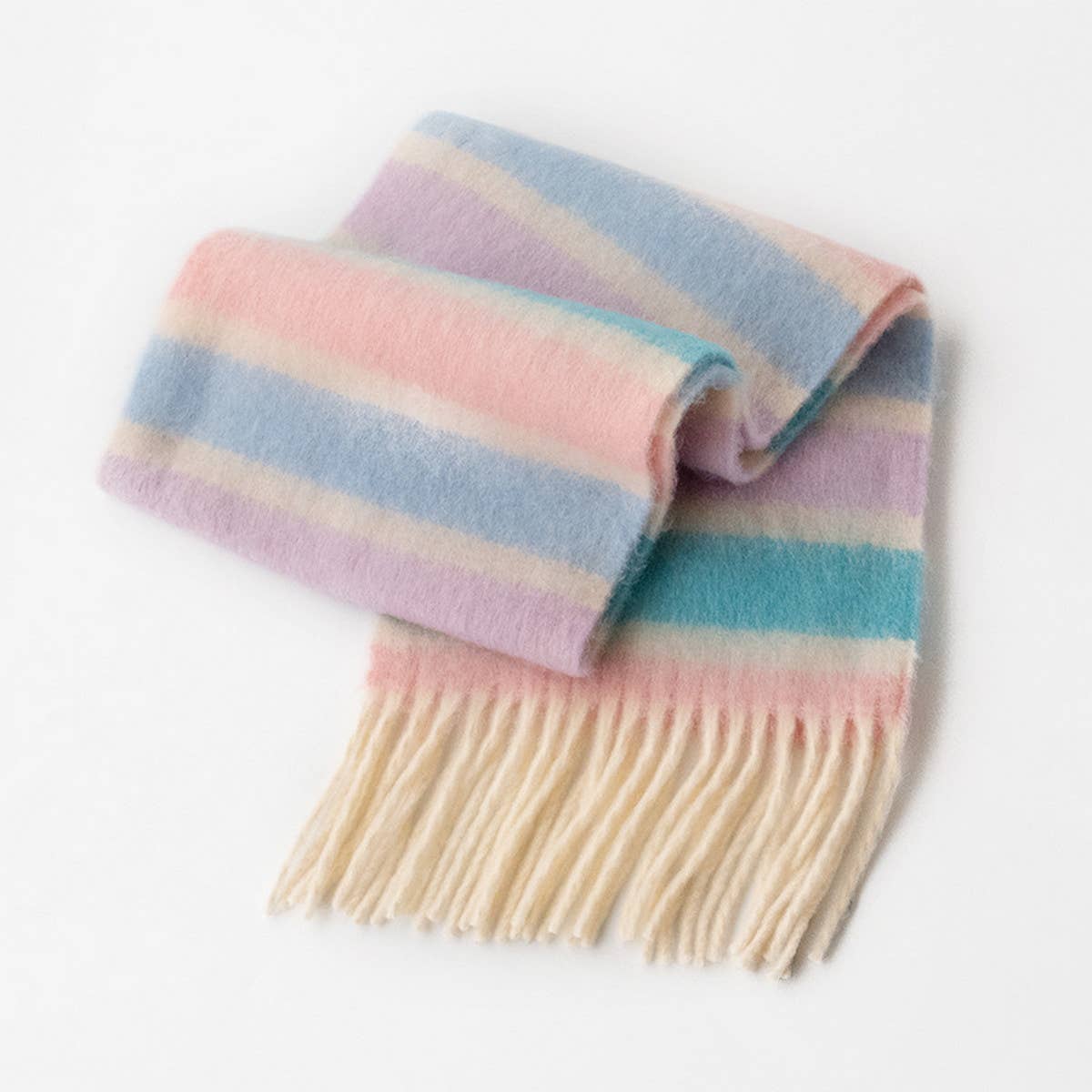 Dopamine Rainbow Scarf - Fuzzy Plaid Winter Wrap