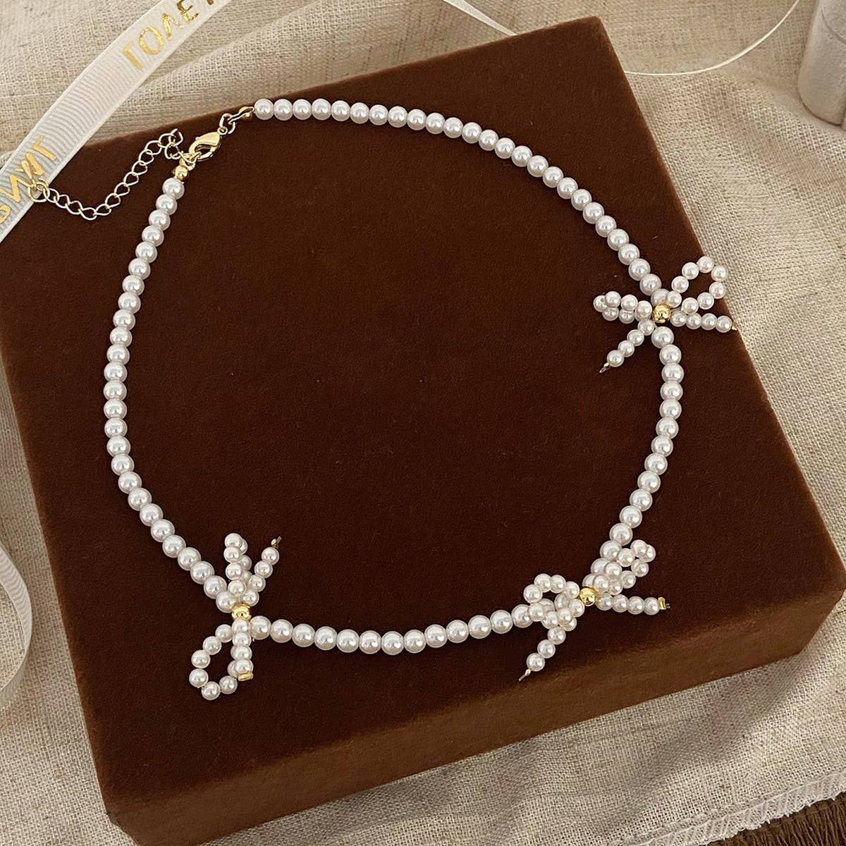 BOWKNOT NECKLACE ALL-MATCH HIGH-END PEARL NECKLACE_CWAJE3084