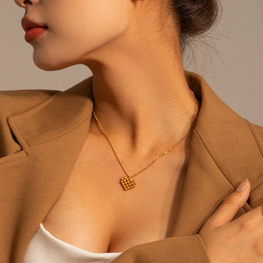 NEW ROUND BEAD HEART PENDANT DESIGN NECKLACE