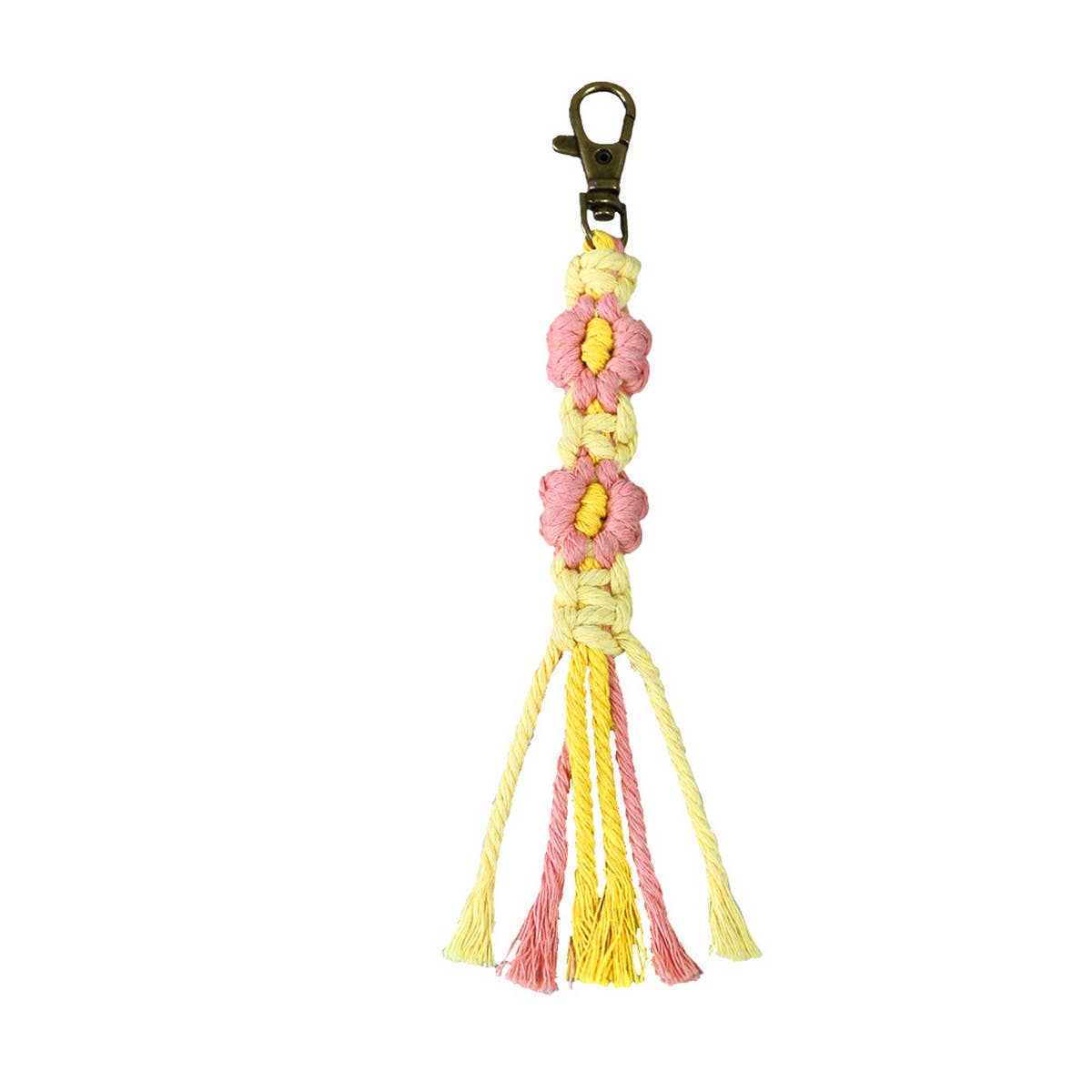 HANDMADE COTTON ROPE FLOWER WOVEN KEYCHAIN