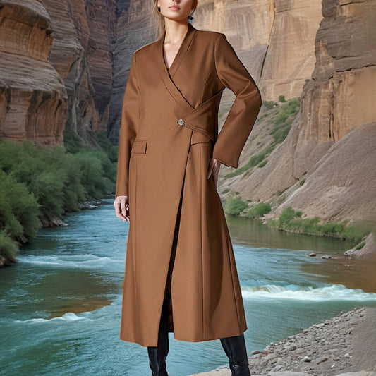 Designer Mid-Length Coat with Irregular Hem