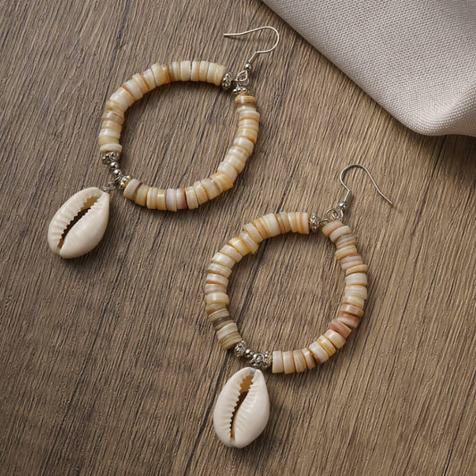 SEASIDE BEACH NATURAL SHELL BEADED EARRINGS
