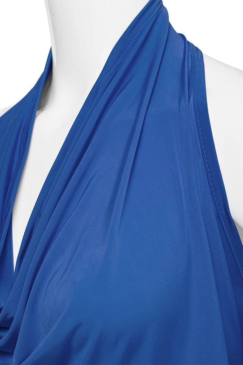 AWTHT028-P_Halter Neck Draped Front Open Back Top