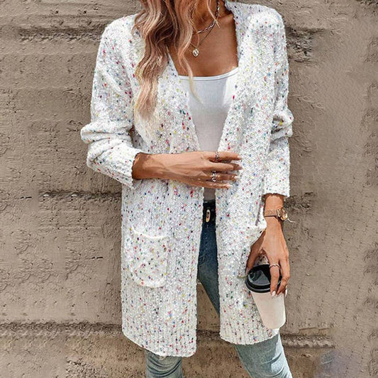 LONG KNIT CARDIGAN WITH LOOSE LONG SLEEVE POCKETS