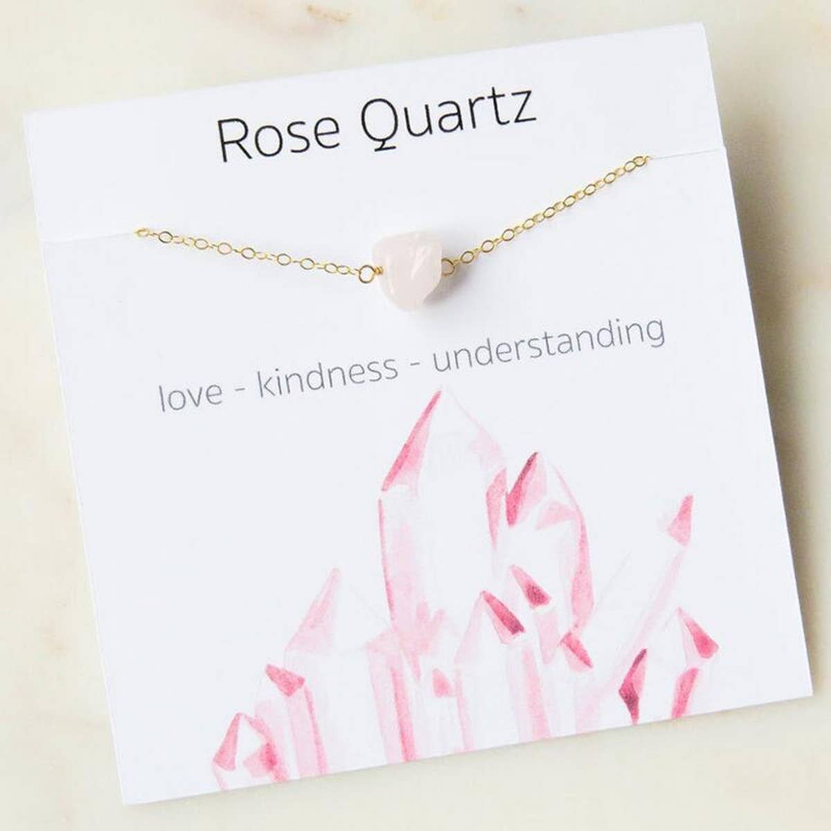 NATURAL CRYSTAL GRAVEL PENDANT NECKLACE WITH CARD