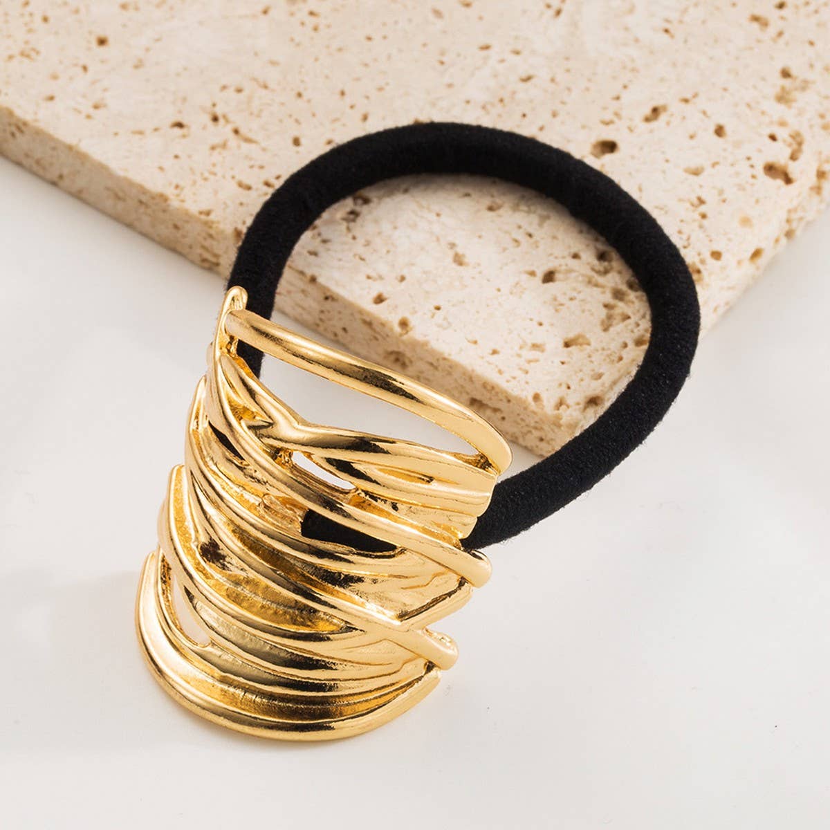 Minimalist Metal Flower Low Ponytail Hair Tie