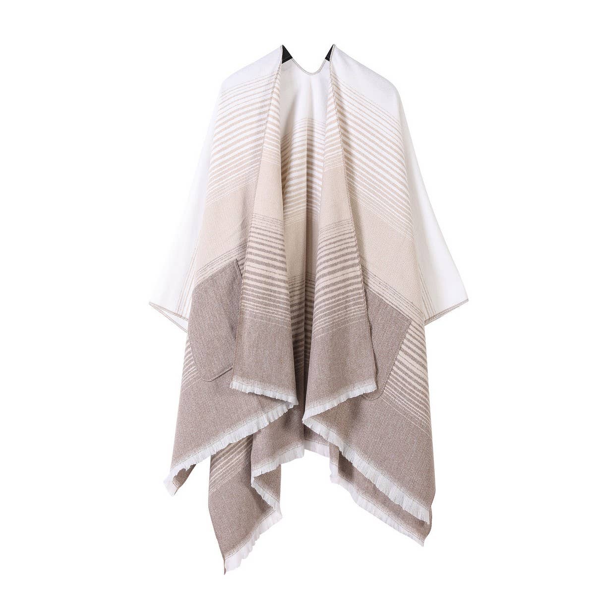FASHIONABLE SHAWL IMITATION CASHMERE SLIT CAPE