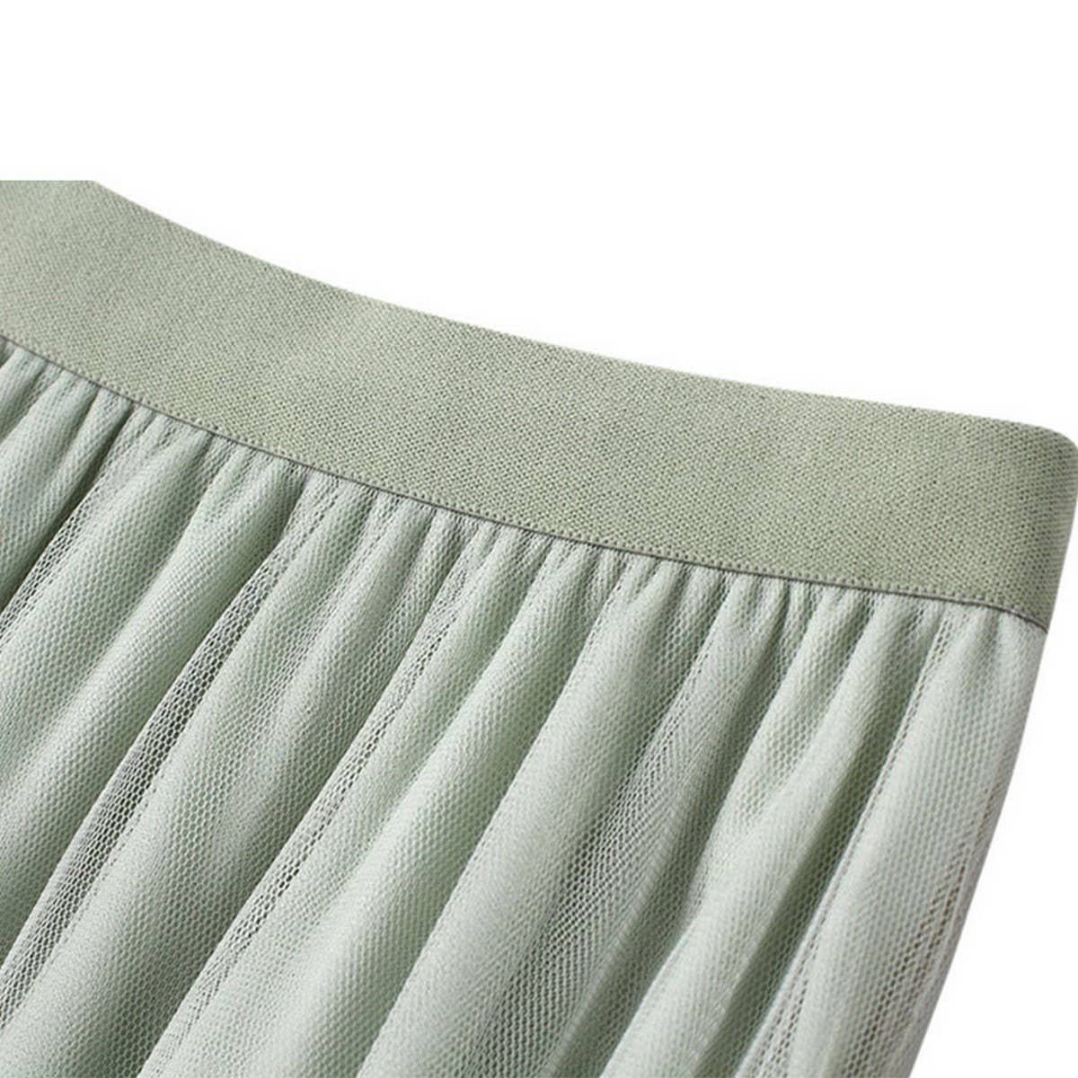 Irregular Pleated Tulle Midi Skirt with Volume