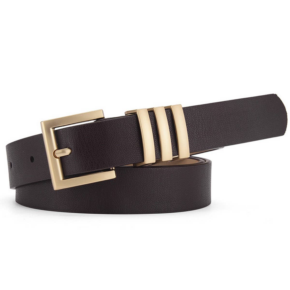 MATTE KOREAN-STYLE METAL SQUARE BUCKLE BELT