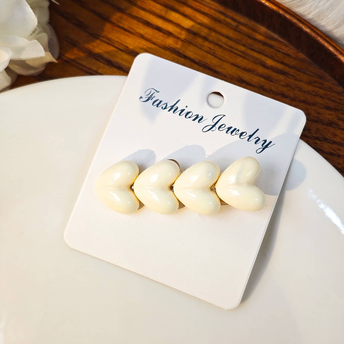 Colorful ice glitter pink heart-shaped hair clip