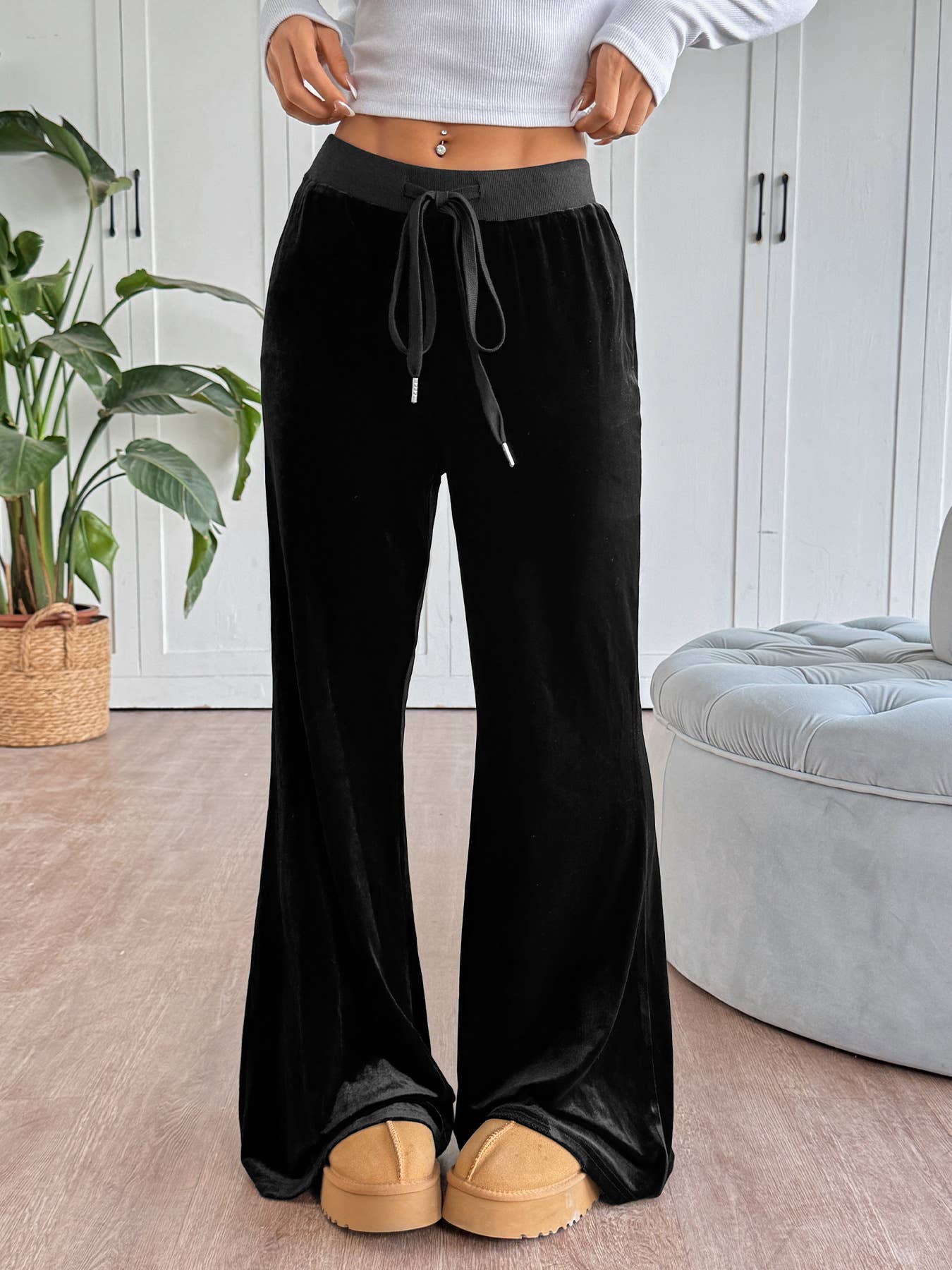 Spicy girl velvet slightly sagging long pants