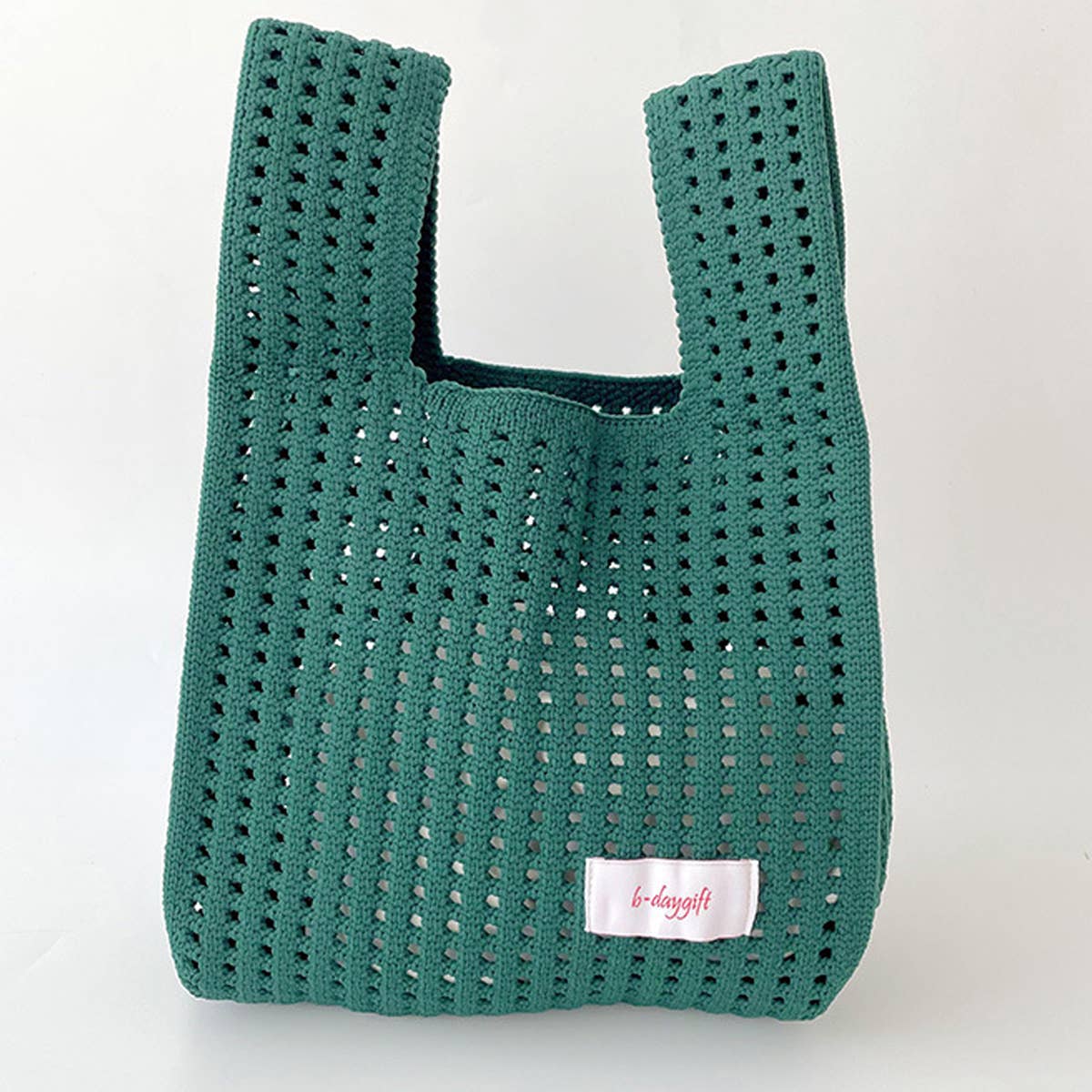 SOLID COLOR KNITTED HOLLOW SHOULDER BAG HANDBAG_CWAB1496