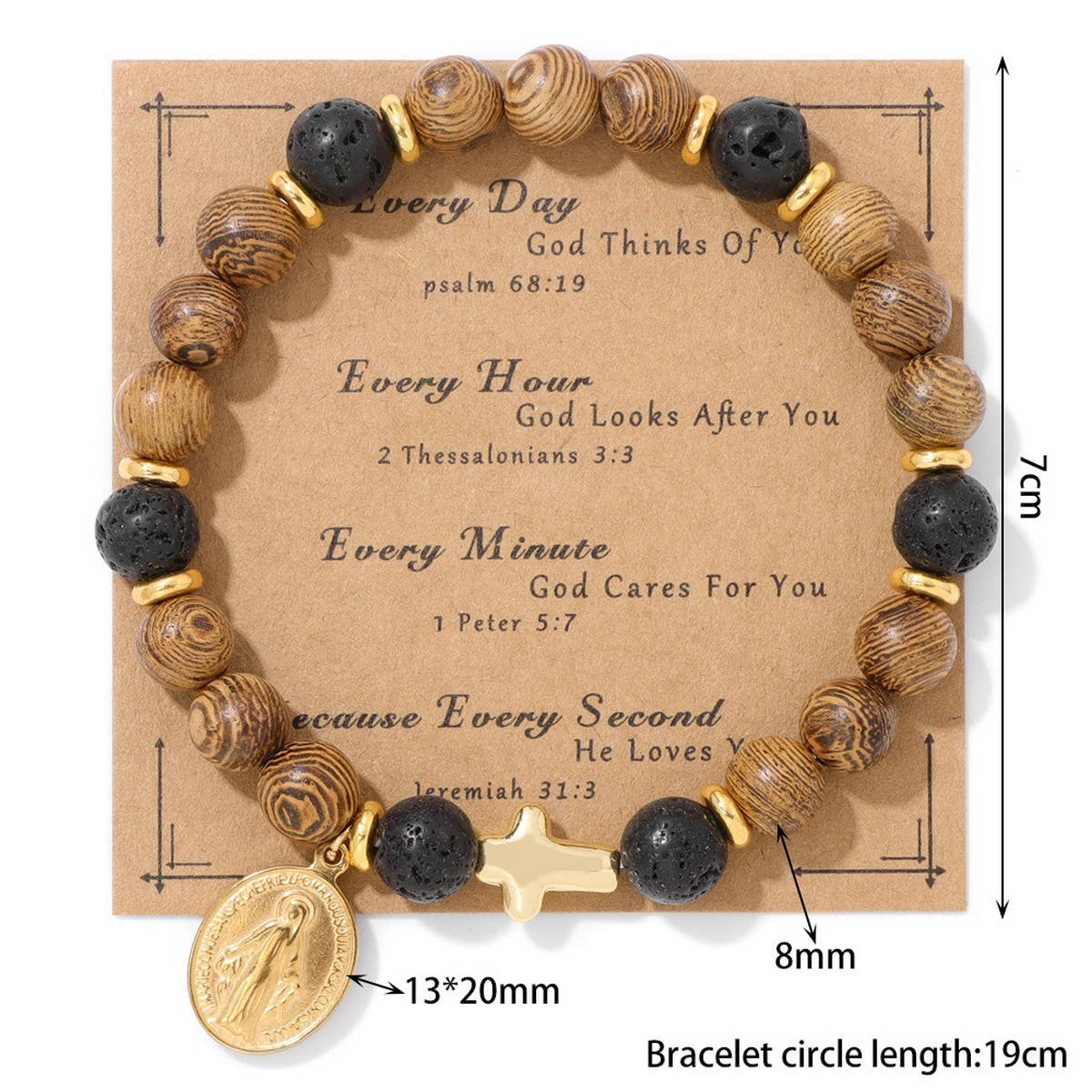 CROSS WOODEN BEADS RETRO SIMPLE BRACELET