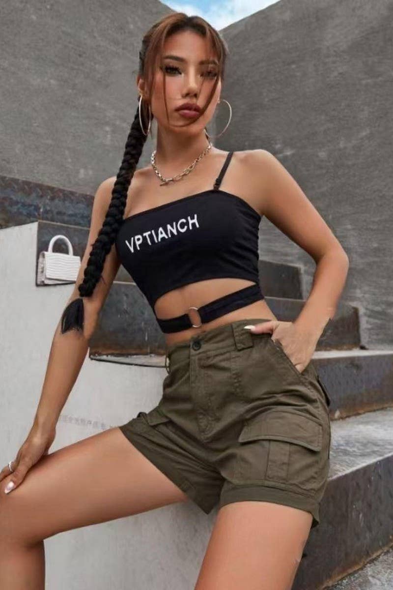 CWBSP0582_HIGH WAIST LOOSE FIT WIDE LEG FLATTERING SHORTS