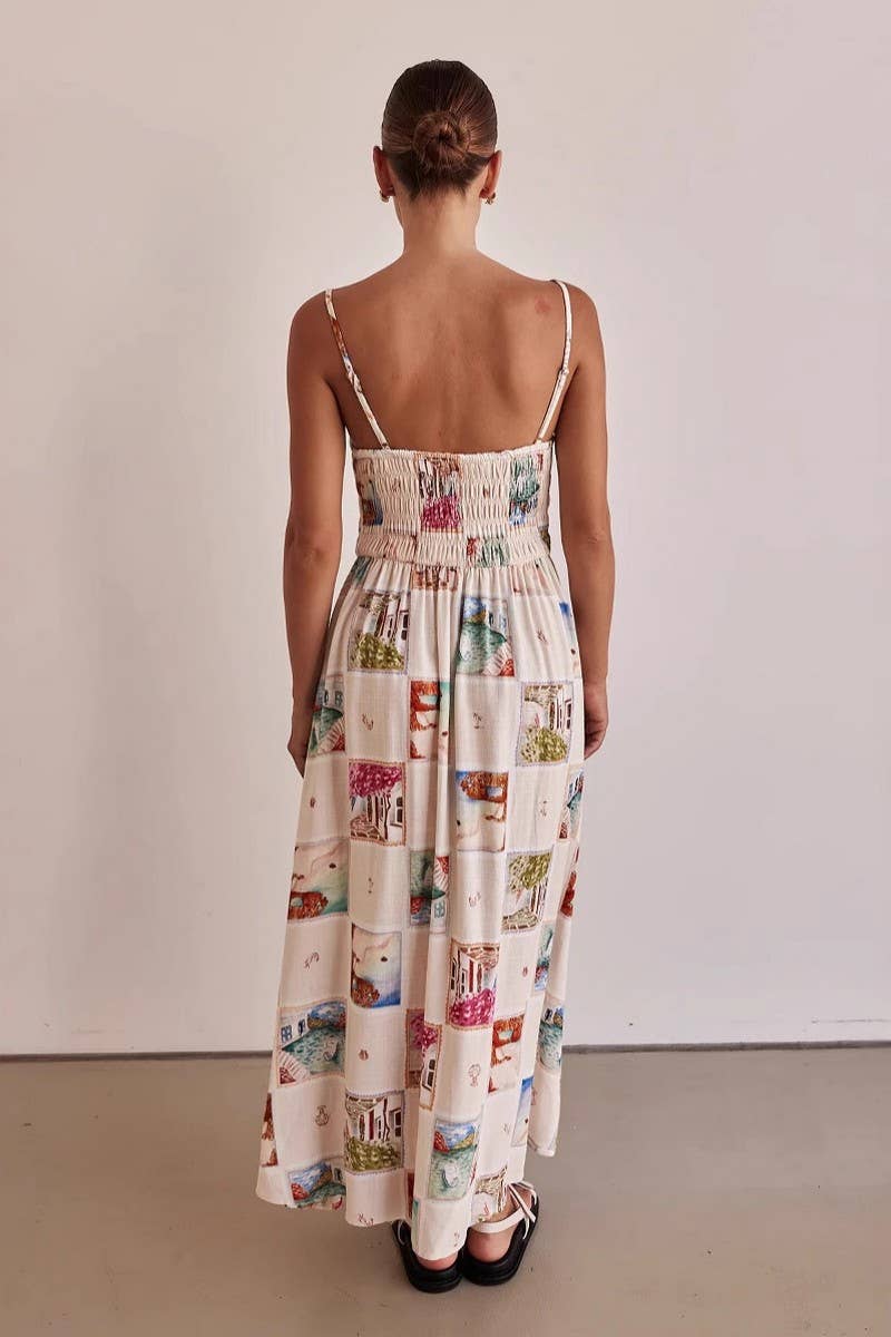 CWDMD5186_FASHIONABLE FLORAL PRINT CAMI MAXI DRESS