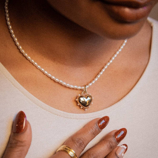 Temperament Pearl Heart Pendant Necklace