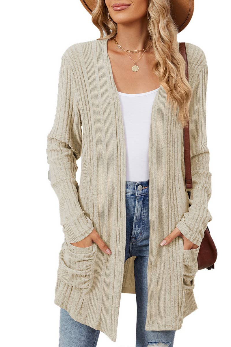 CWOCAL1923_BRUSHED POCKET LONG SLEEVE CARDIGAN COAT
