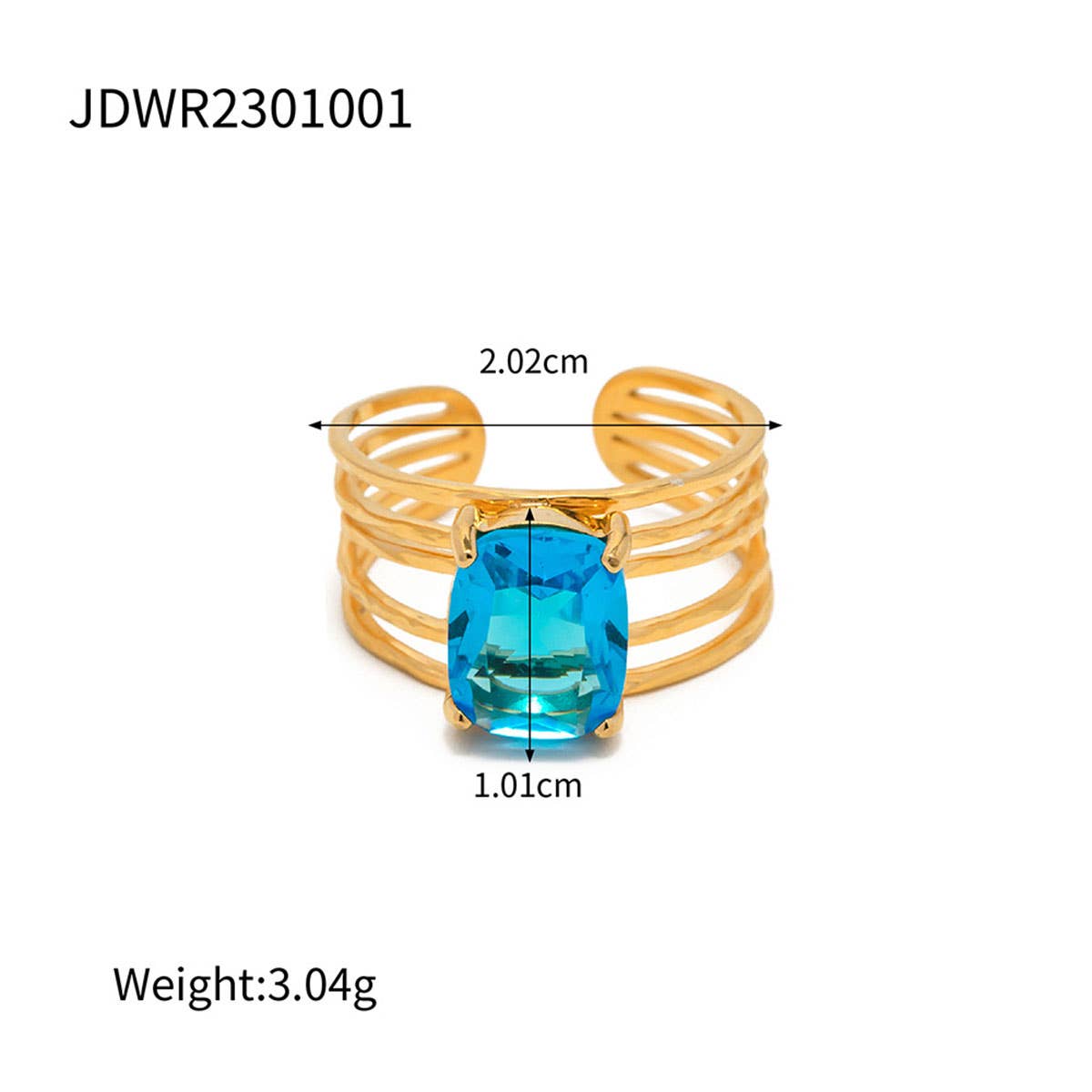 VINTAGE LAKE BLUE RECTANGULAR ZIRCON RINGS