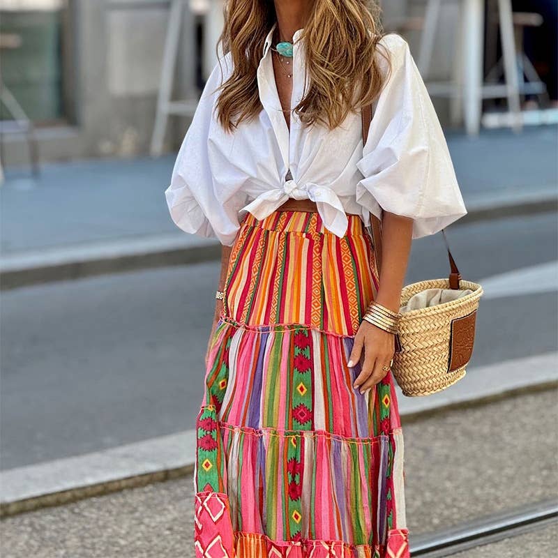 Fashion individual printed Bohemian beach skirt
