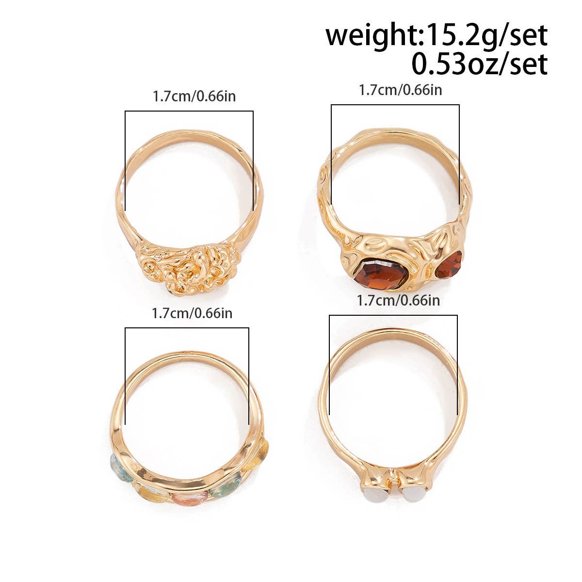 TRENDY RETRO GEOMETRIC HOLLOW DIAMOND RING SET