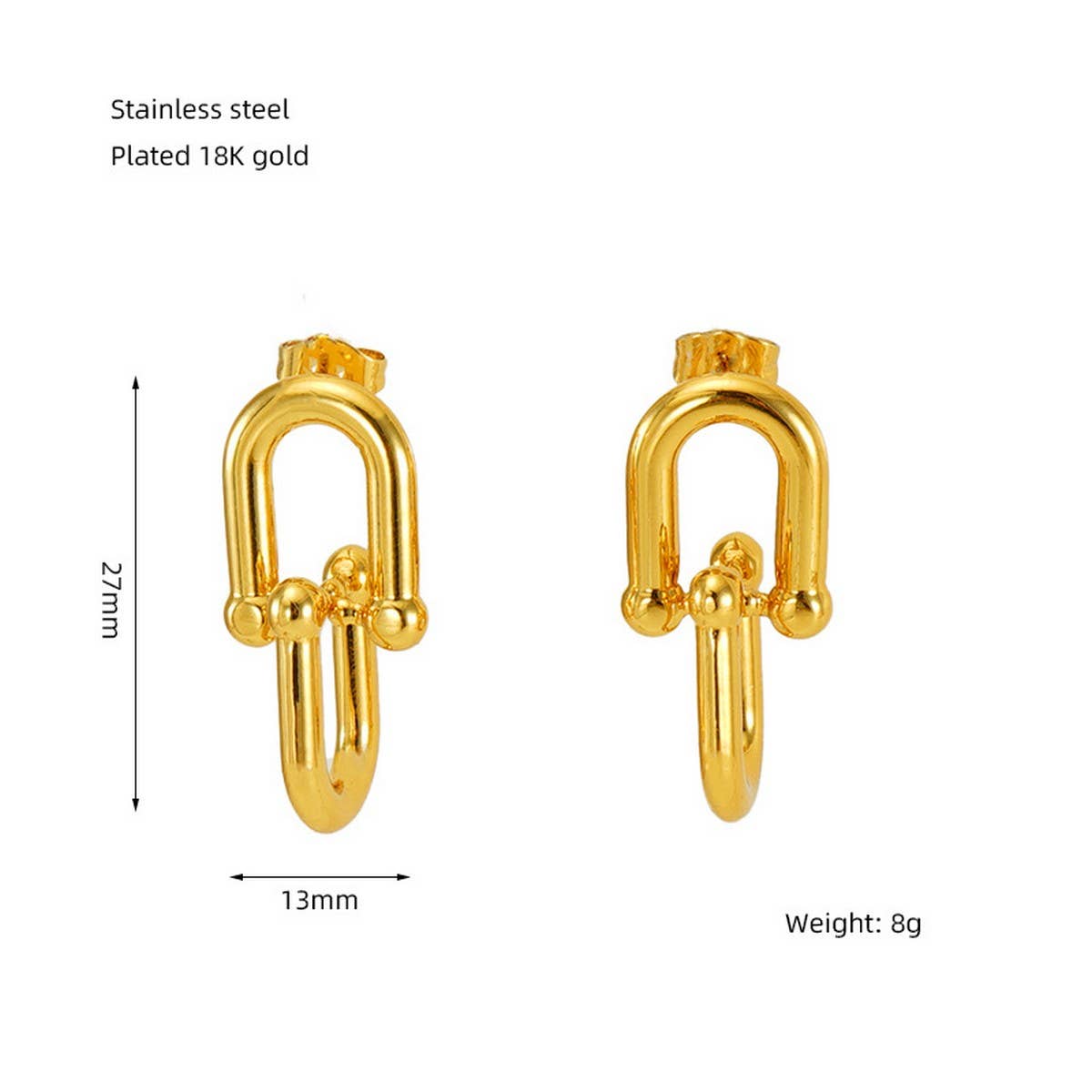 CWAJE1932_C Letter Woven Star Irregular Stud Earrings Gold