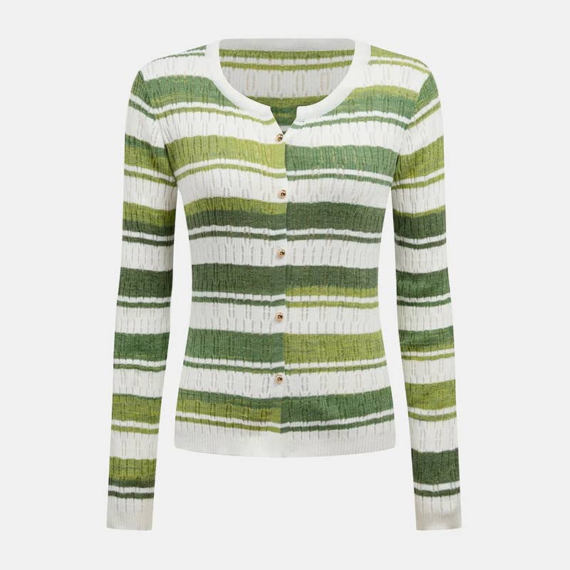 THIN HOLLOW CARDIGAN HIGH WAIST KNIT TOP