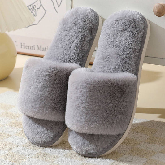 Faux rabbit fur slippers For Women