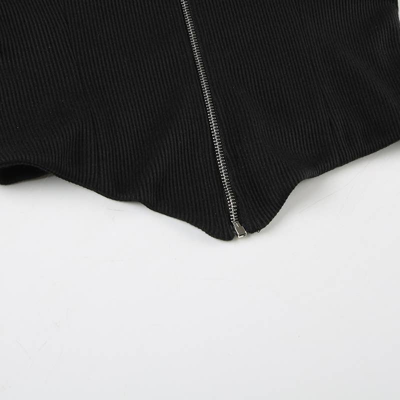 Woolen collar,cinched waist,hooded zipper jacket