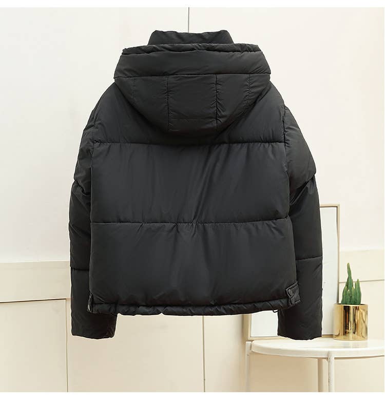 Standing collar and hat thick warm padded jacket